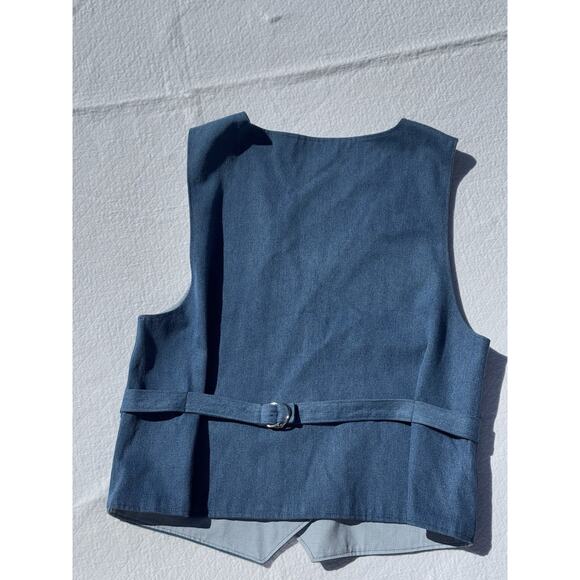 Vintage Denim Vest Sleeveless Button Front Boho Western Y2K Grunge Size Medium - Picture 9 of 12